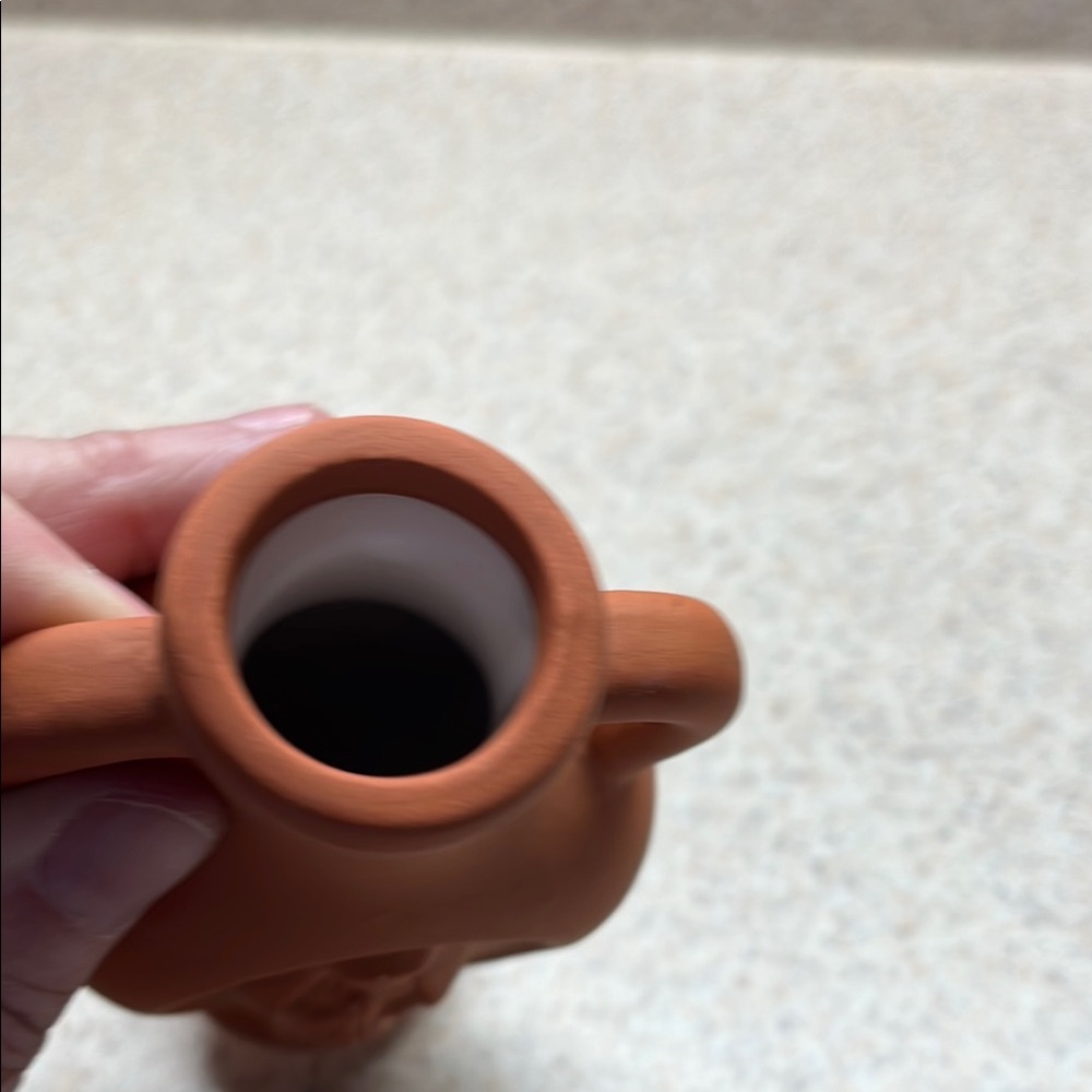 Terracotta Jug depicting The Virgin Mary with Dual Handles for Holy Water. - Picture 3 of 6
